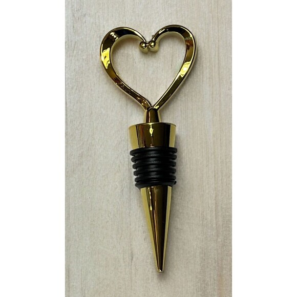 Deluxe Gold Heart Shaped Wine Bottle Stopper with Organza Bag - Must-have for Sp - Picture 5 of 8
